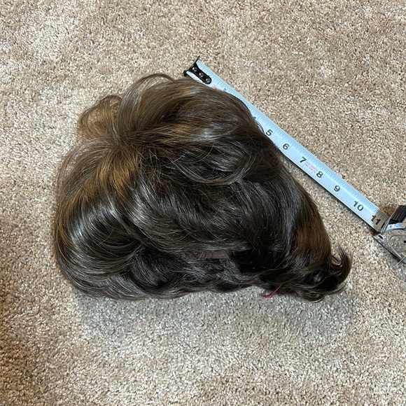 NWT 11” coffee brown w blonde babylights no parting wispy bangs layered puff wig - Picture 15 of 16